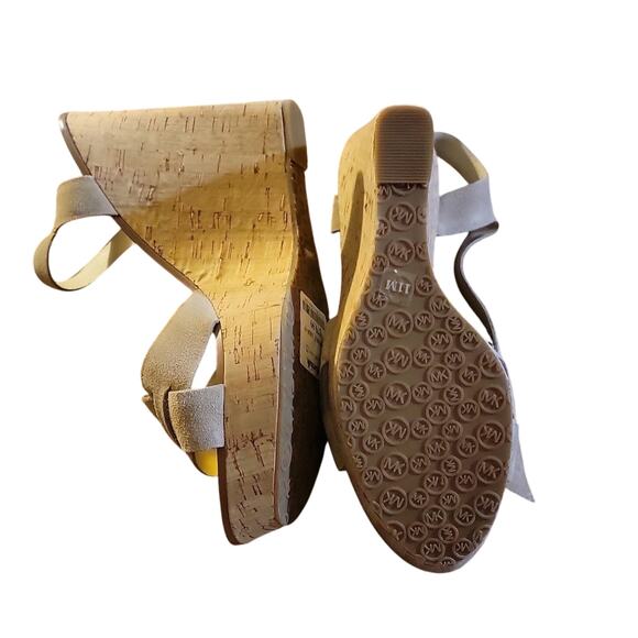 Michael Kor's Suede Wedges Women's 11 Cork Sandals Tan - Picture 3 of 10
